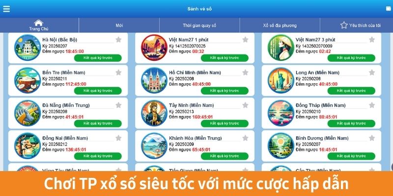 Chơi TP xổ số siêu tốc với mức cược hấp dẫn