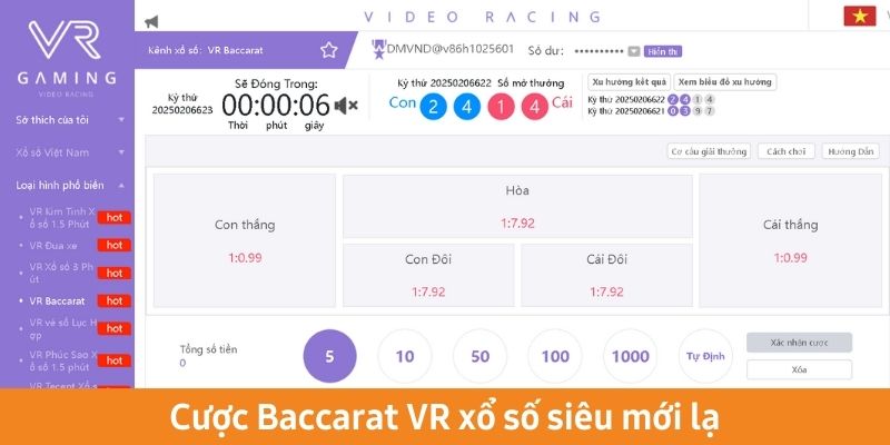 Cược Baccarat VR xổ số siêu mới lạ